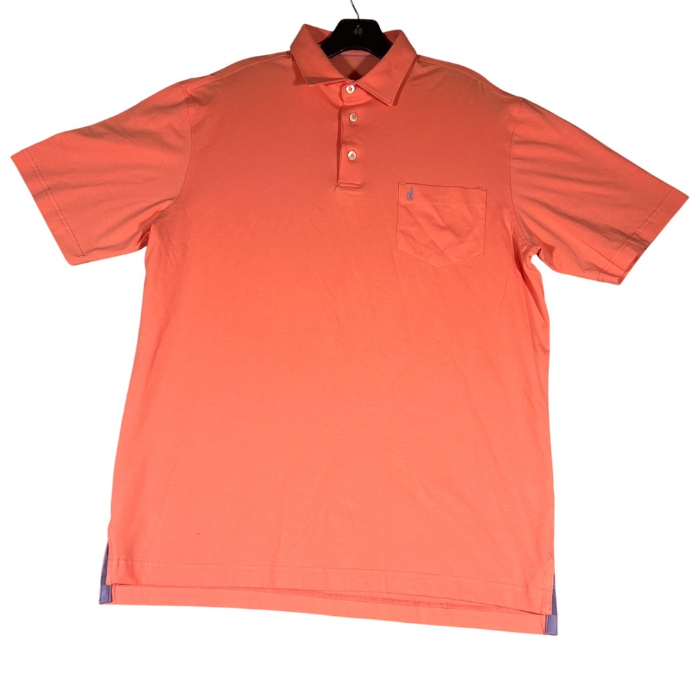Johnnie-O‎ Mens Coral Orange Short Sleeve Pocket Polo Shirt Size Medium Stretch